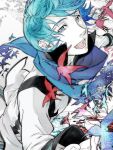  blue_hair butterfly byakkoya_no_musume coat crossover kaburaya kaito male open_mouth paprika scarf vocaloid wind 