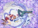  boots brown_hair closed_eyes couple flower kaito lying meiko on_side scarf smi vocaloid 