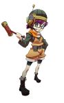  antenna belt blue_eyes boots boystalk_(101197) chrono_trigger glasses hammer helmet lucca_ashtear purple_hair scarf shorts smile solo 