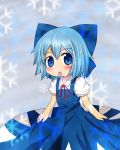  blue_eyes blue_hair cirno dress fairy kanotchi ribbon snowflake touhou 