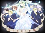  black_hair blonde_hair blue_eyes blue_hair brown_hair dress flower formal green_eyes green_hair hair_ribbon hands_clasped hatsune_miku kagamine_len kagamine_rin kaito kamui_gakupo katsukumi meiko prima purple_eyes purple_hair red_eyes ribbon twintails violet_eyes vocaloid white_dress wings 