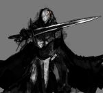  bad_id blame blame! monochrome seu shield sword unknown_(artist) weapon 