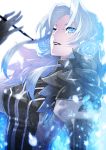  blue_hair blue_rose cigarette cigarette_holder elaine_(pixiv_fantasia) flower gigandal_federation kiseru lipstick long_hair mami pipe pixiv pixiv_fantasia pixiv_fantasia_3 rose silver_hair white_hair 