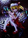  dungeon fang flandre_scarlet hat irusu laevatein mary_janes shoes sitting stuffed_animal stuffed_toy teddy_bear thigh-highs thighhighs touhou wings 