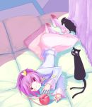  bird cat eyes grin hairband heart highres kaenbyou_rin kaenbyou_rin_(cat) komeiji_satori lying numako on_side pillow pink_eyes pink_hair reiuji_utsuho reiuji_utsuho_(bird) short_hair slippers smile touhou 