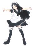  alternate_costume arumi_(arumi-ke) bad_id black_eyes black_hair boots enmaided garters highres k-on! legs long_hair maid maid_headdress open_mouth outstretched_arms solo spread_arms thigh-highs thighhighs 