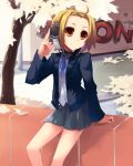  1girl brown_hair headphones k-on! outdoors school_uniform shin_(new) short_hair solo tainaka_ritsu tomboy 