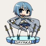  blue_hair blush_stickers chan_co chibi faux_figurine mahou_shoujo_madoka_magica miki_sayaka music solo sword thigh-highs thighhighs treble_clef weapon wide_face wideface zettai_ryouiki 