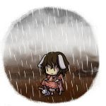  :x animal_ears brown_hair bunny bunny_ears chibi inaba_tewi rabbit rabbit_ears rain short_hair simple_background socha touhou |_| 