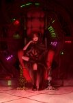  cloak highres knee_boots long_hair onei-akira original science_fiction scifi throne twintails 