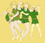  blonde_hair link male multiple_persona nintendo pointy_ears quadruple_persona sleeping super_smash_bros. the_legend_of_zelda time_paradox toon_link young_link 