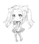  1girl animal_ears blush dress eleanor_hume female frills full_body jacket long_hair monochrome simple_background solo tales_of_(series) tales_of_berseria thigh_boots twintails white_background 