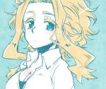  1girl all_might blonde_hair boku_no_hero_academia breasts cleavage female genderswap partially_colored solo 