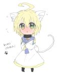  1boy ahoge animal_ears blonde_hair blush dress green_eyes laphicet_(tales) open_mouth shoes short_hair tail tales_of_(series) tales_of_berseria 