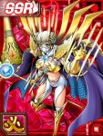  1girl armor bandai cape card_(medium) digimon digimon_collectors junomon olympos_xii shield sword 