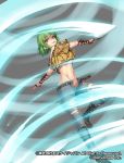  1girl breasts energy female green_hair hikage_(senran_kagura) legs obui senran_kagura senran_kagura_(series) short_hair smile tongue tongue_out weapon 