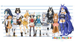  >:) 6+girls :d alternate_costume animal_ears animal_print apron arms_at_sides backpack bag bear_ears bird_tail black_hair blonde_hair blue_eyes blue_hair book bow bowtie brown_bear_(kemono_friends) brown_coat brown_eyes brown_hair cape chart closed_mouth coat commentary_request copyright_name crossed_arms dire_wolf_(kemono_friends) dog_(mixed_breed)_(kemono_friends) dog_ears dog_girl dog_tail empty_eyes eurasian_eagle_owl_(kemono_friends) extra_ears facial_mark flying_sweatdrops full_body fur_collar gloves green_eyes green_hair grey_coat grey_hair grey_wolf_(kemono_friends) hair_between_eyes hair_ornament hands_on_own_hips hands_up harness hat_feather height_chart height_difference helmet heterochromia high-waist_skirt high_ponytail highres japanese_wolf_(kemono_friends) kaban_(kemono_friends) kako_(kemono_friends) kemono_friends kemono_friends_2 kemono_friends_r lab_coat layered_sleeves leotard lineup long_hair long_sleeves looking_at_another looking_at_viewer medium_hair miniskirt mugshot multicolored_hair multiple_girls naka_(nicovideo14185763) necktie northern_white-faced_owl_(kemono_friends) open_mouth orange_hair owl_ears pants pantyhose paw_pose pith_helmet plaid_clothes plaid_necktie pleated_skirt ponytail print_bow print_bowtie print_gloves print_skirt red_hair red_shirt revision serval_(kemono_friends) shirt shoes short_over_long_sleeves short_sleeves shorts shoulder_bag skirt smile socks standing strapless strapless_leotard t-shirt tail thigh-highs tomoe_(kemono_friends)_(niconico88059799) torn_clothes two-tone_hair v-shaped_eyebrows very_long_hair vest waist_apron white_hair wolf_ears wolf_girl wolf_tail yellow_eyes zettai_ryouiki 