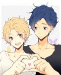  2boys blonde_hair blue_hair free! hazuki_nagisa male_focus multiple_boys pink_eyes ryuugazaki_rei violet_eyes 