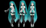  aqua_hair hatsune_miku miniskirt multiple_girls skirt tagme thigh-highs very_long_hair vocaloid 