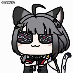 1girl animal_ears animated_gif arknights arknights:_endfield covered_eyes double_eyepatch leopard_ears leopard_tail seseren short_hair