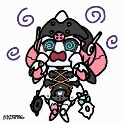 1girl @_@ animated_gif aria_(zenless_zone_zero) mecha_musume robot_girl scared seseren zenless_zone_zero