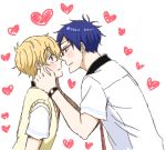  2boys blonde_hair blue_hair free! glasses hazuki_nagisa male_focus multiple_boys pink_eyes ryuugazaki_rei tachiasa violet_eyes yaoi 