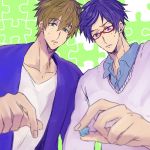  2boys blue_hair free! glasses male_focus multiple_boys ryuugazaki_rei tachibana_makoto 
