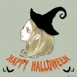  1girl blonde_hair character_request english female halloween hat komae0611 long_hair solo tagme text 