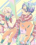  2boys blue_hair eating free! glasses hazuki_nagisa male_focus multiple_boys ryuugazaki_rei wink 