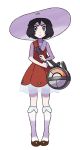  1girl artist_request black_hair blue_eyes hat looking_at_viewer photoshop pokemon short_hair solo 