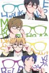  4boys blue_hair free! glasses hazuki_nagisa male_focus multiple_boys nanase_haruka_(free!) ryuugazaki_rei tachibana_makoto violet_eyes 