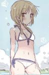  1girl bikini blonde_hair expressionless ichii_yui swimsuit tatsunokosso wading wet yuyushiki 