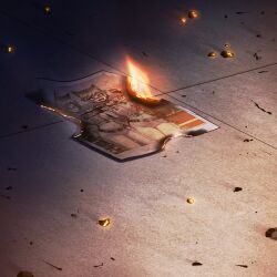  2girls animal_ears burning cat_ears embers f-14_tomcat f-14_tomcat_(personification) fire highres implied_death multiple_girls original pandramodo personification photo_(object) smile tongue tongue_out 