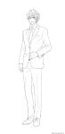  1boy character_request full_body komae0611 lineart male_focus monochrome simple_background solo tagme white_background 