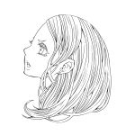  1girl character_request female komae0611 lineart long_hair monochrome solo tagme white_background 