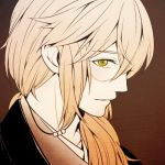  1boy blonde_hair character_request glasses gradient gradient_background komae0611 long_hair male_focus solo tagme yellow_eyes 