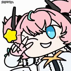 1girl animated_gif aria_(zenless_zone_zero) medium_hair pose seseren v wink zenless_zone_zero