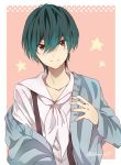  1boy high_speed! kirishima_ikuya male_focus red_eyes suspenders takishiki 