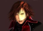  1boy blue_eyes crisis_core_final_fantasy_vii earring final_fantasy final_fantasy_vii genesis_rhapsodos jacket looking_at_viewer male_focus red_jacket redhead simple_background solo upper_body 