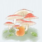 animal character_request komae0611 mushroom no_humans rain solo tagme 