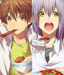  2boys eating food high_speed! kirishima_natsuya male_focus memeo_(candy_house) multiple_boys open_mouth serizawa_nao tagme 