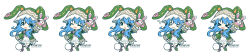  >_< 1girl 1other animal_ears animal_hood blue_eyes blue_hair boots closed_eyes coat commentary_request date_a_live dress eyepatch fake_animal_ears grandia_koori green_boots green_coat hand_puppet highres himekawa_yoshino himekawa_yoshino_(spirit) hood long_hair long_sleeves looking_at_viewer open_mouth pom_pom_(clothes) puppet rabbit_ears smile white_dress wide_image wide_sleeves yoshinon 