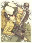  00s 1girl androgynous barefoot black_eyes black_hair brimmed_hat feet flat_chest fur ground_vehicle hat hermes kino kino_no_tabi kuroboshi_kouhaku longcoat looking_at_viewer motor_vehicle motorad motorcycle official_art short_hair smile solo tagme vehicle water 