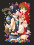  2boys animal_ears animal_tail candy crossdressinging free! male_focus memeo_(candy_house) multiple_boys nanase_haruka_(free!) shorts tachibana_makoto thigh-highs younger 