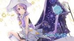  1girl anmi bow dress female hat houkago_no_pleiades kneehighs nanako_(houkago_no_pleiades) purple_hair solo violet_eyes 