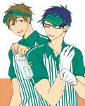  2boys free! glasses gloves hat male_focus multiple_boys ryuugazaki_rei sweat tachibana_makoto uniform 