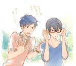  2boys free! glasses male_focus multiple_boys nanase_haruka_(free!) ryuugazaki_rei 