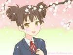  &gt;:d blazer brown_hair cherry_blossoms jophiel k-on! looking_at_viewer suzuki_jun 