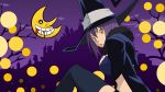  1girl blair large_breasts purple_hair solo soul_eater wallpaper yellow_eyes 