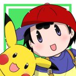  1boy black_hair cap crossover mother_(series) ness nintendo pikachu pokemon short_hair super_smash_bros. 